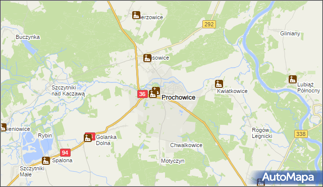 mapa Prochowice, Prochowice na mapie Targeo