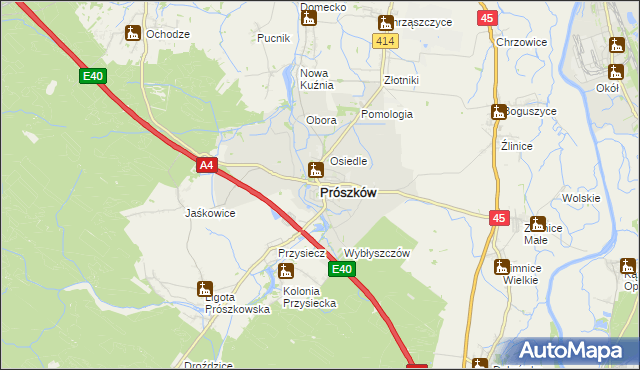 mapa Prószków, Prószków na mapie Targeo