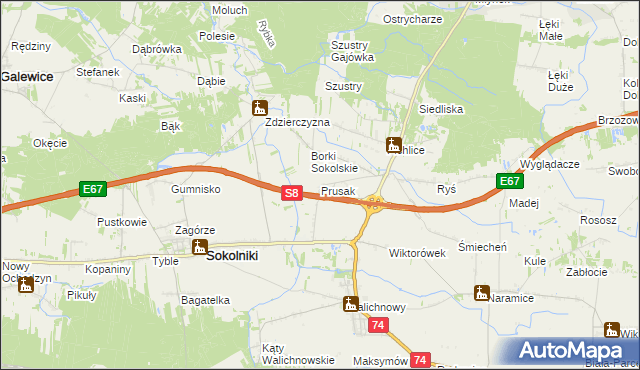 mapa Prusak, Prusak na mapie Targeo