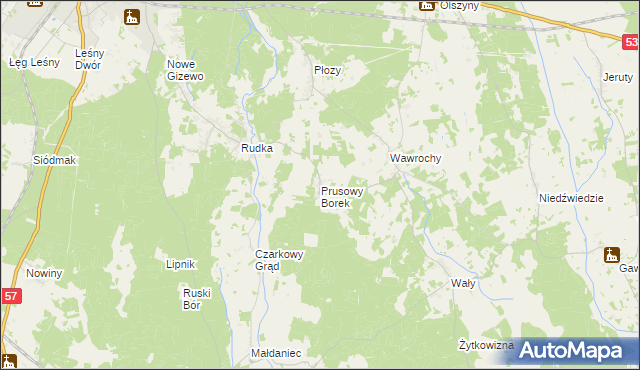 mapa Prusowy Borek, Prusowy Borek na mapie Targeo