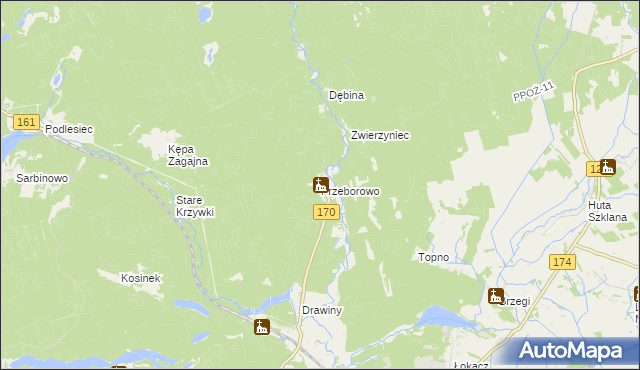 mapa Przeborowo, Przeborowo na mapie Targeo