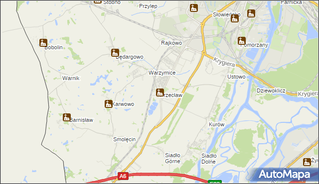 mapa Przecław gmina Kołbaskowo, Przecław gmina Kołbaskowo na mapie Targeo