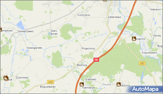 mapa Przećmino, Przećmino na mapie Targeo