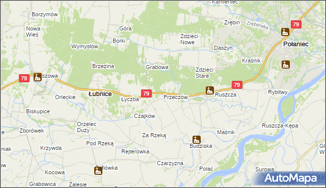 mapa Przeczów gmina Łubnice, Przeczów gmina Łubnice na mapie Targeo