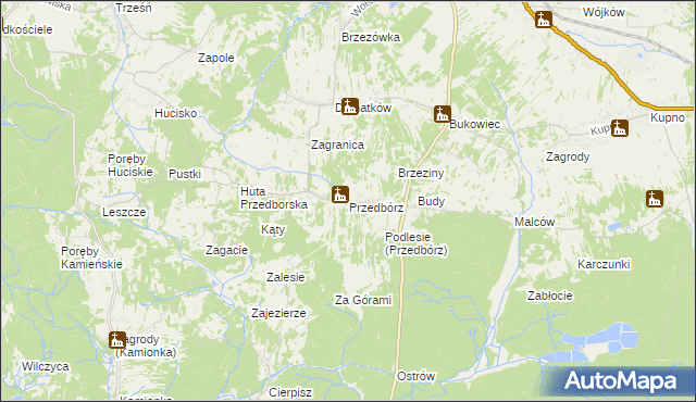 mapa Przedbórz gmina Kolbuszowa, Przedbórz gmina Kolbuszowa na mapie Targeo