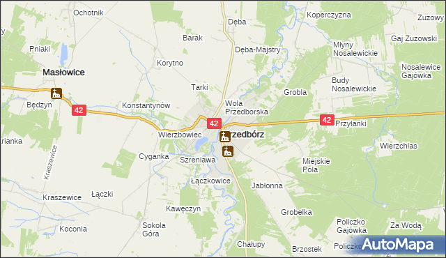 mapa Przedbórz powiat radomszczański, Przedbórz powiat radomszczański na mapie Targeo