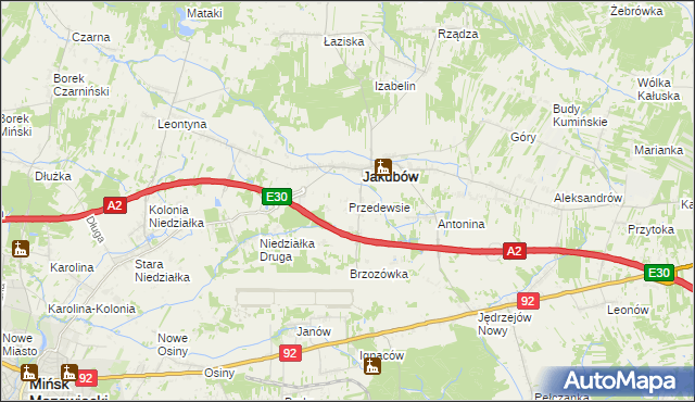 mapa Przedewsie gmina Jakubów, Przedewsie gmina Jakubów na mapie Targeo