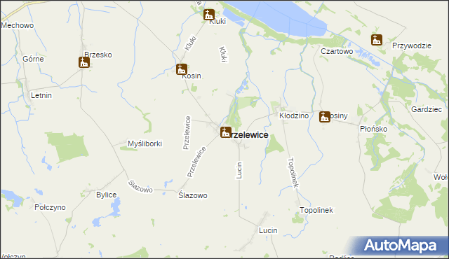 mapa Przelewice powiat pyrzycki, Przelewice powiat pyrzycki na mapie Targeo