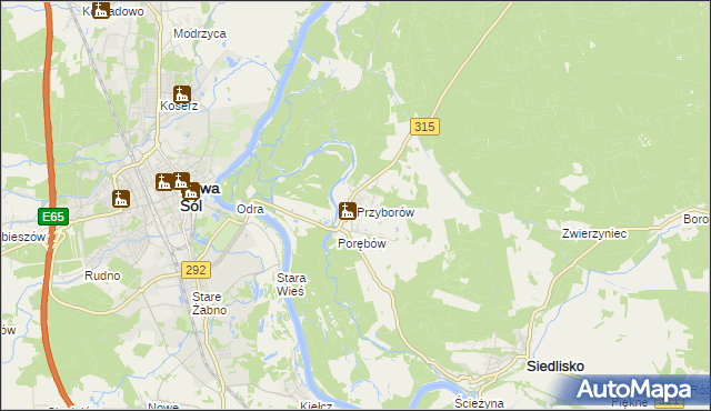 mapa Przyborów gmina Nowa Sól, Przyborów gmina Nowa Sól na mapie Targeo