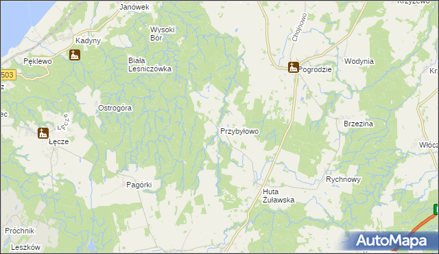 mapa Przybyłowo gmina Tolkmicko, Przybyłowo gmina Tolkmicko na mapie Targeo