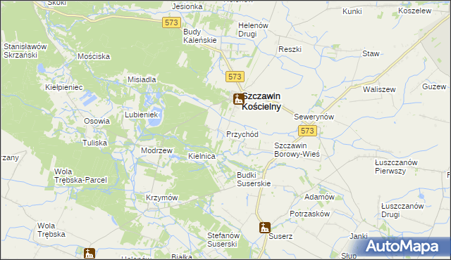 mapa Przychód gmina Szczawin Kościelny, Przychód gmina Szczawin Kościelny na mapie Targeo