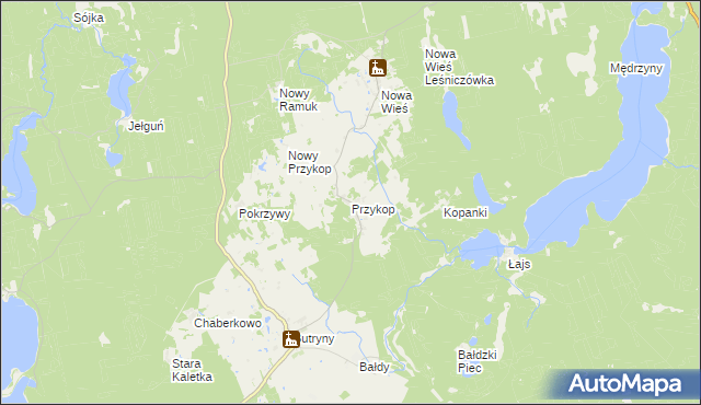 mapa Przykop gmina Purda, Przykop gmina Purda na mapie Targeo