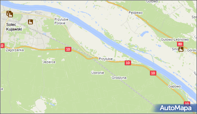 mapa Przyłubie gmina Solec Kujawski, Przyłubie gmina Solec Kujawski na mapie Targeo