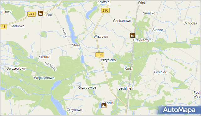 mapa Przysieka gmina Wągrowiec, Przysieka gmina Wągrowiec na mapie Targeo