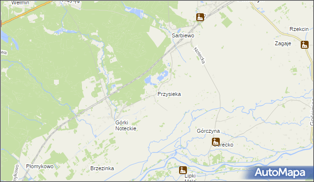 mapa Przysieka gmina Zwierzyn, Przysieka gmina Zwierzyn na mapie Targeo