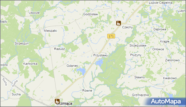 mapa Przystawy gmina Grzmiąca, Przystawy gmina Grzmiąca na mapie Targeo