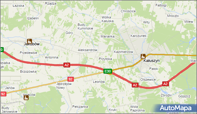 mapa Przytoka gmina Kałuszyn, Przytoka gmina Kałuszyn na mapie Targeo