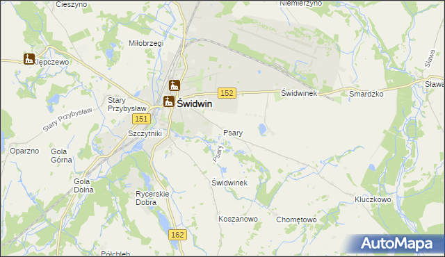 mapa Psary gmina Świdwin, Psary gmina Świdwin na mapie Targeo