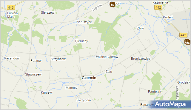 mapa Psienie-Ostrów, Psienie-Ostrów na mapie Targeo