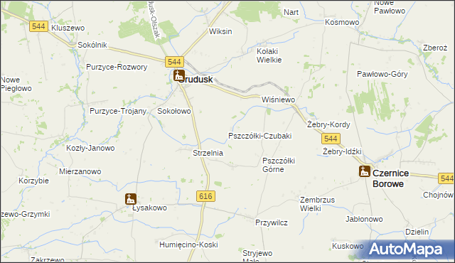 mapa Pszczółki-Czubaki, Pszczółki-Czubaki na mapie Targeo