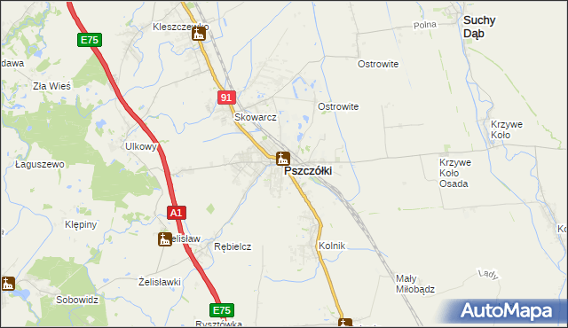 mapa Pszczółki powiat gdański, Pszczółki powiat gdański na mapie Targeo