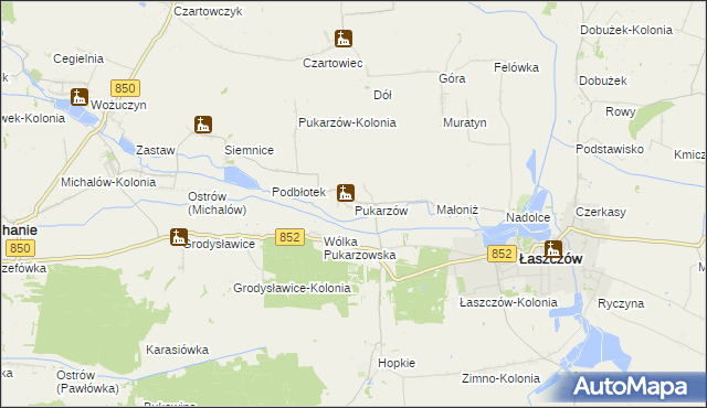 mapa Pukarzów gmina Łaszczów, Pukarzów gmina Łaszczów na mapie Targeo