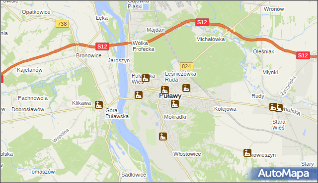 mapa Puław, Puławy na mapie Targeo