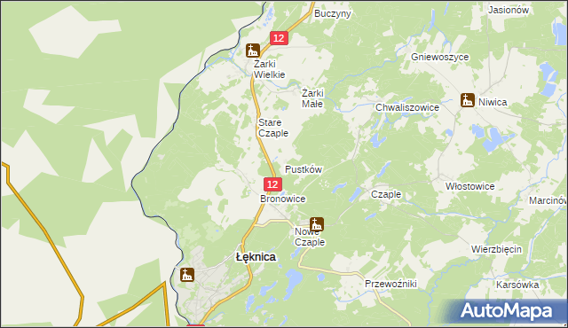 mapa Pustków gmina Trzebiel, Pustków gmina Trzebiel na mapie Targeo