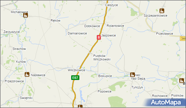 mapa Pustków Wilczkowski, Pustków Wilczkowski na mapie Targeo