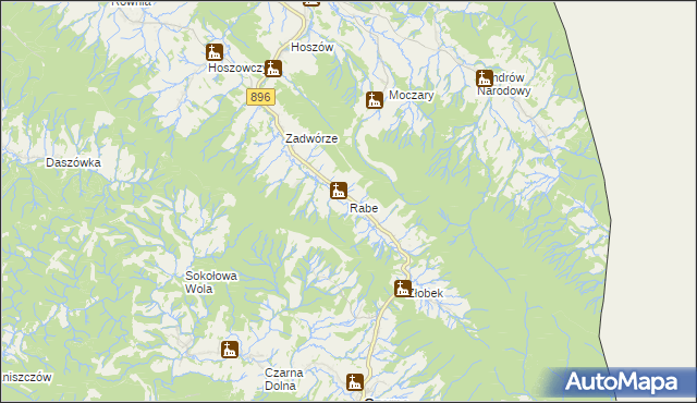 mapa Rabe gmina Czarna, Rabe gmina Czarna na mapie Targeo