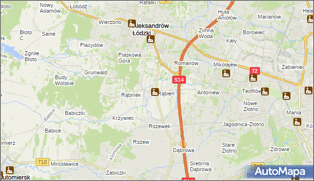 mapa Rąbień, Rąbień na mapie Targeo