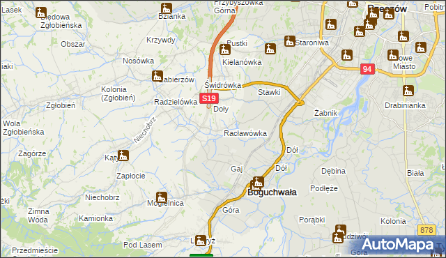 mapa Racławówka, Racławówka na mapie Targeo