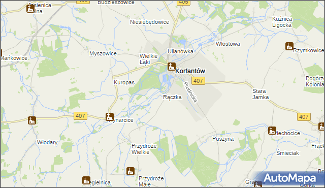 mapa Rączka, Rączka na mapie Targeo