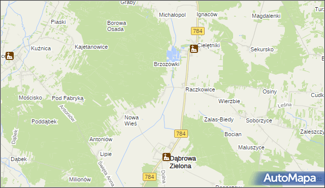 mapa Raczkowice-Kolonia, Raczkowice-Kolonia na mapie Targeo