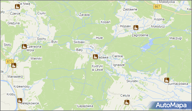 mapa Radawa, Radawa na mapie Targeo