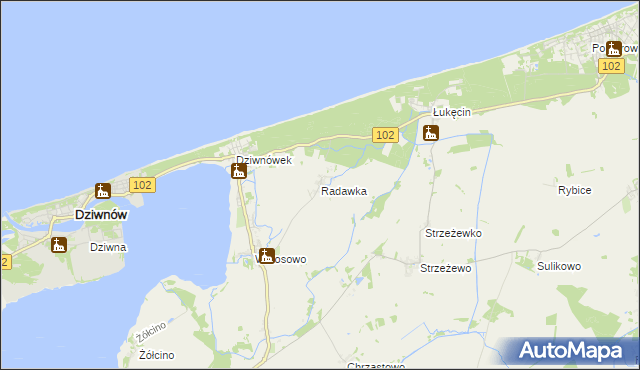 mapa Radawka, Radawka na mapie Targeo