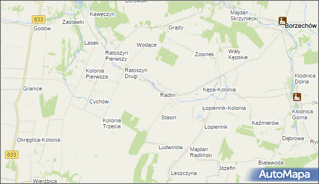 mapa Radlin gmina Chodel, Radlin gmina Chodel na mapie Targeo
