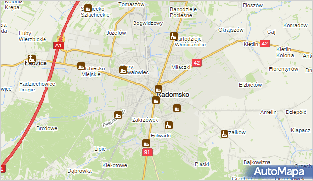 mapa Radomsko, Radomsko na mapie Targeo