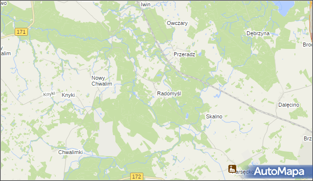 mapa Radomyśl gmina Grzmiąca, Radomyśl gmina Grzmiąca na mapie Targeo