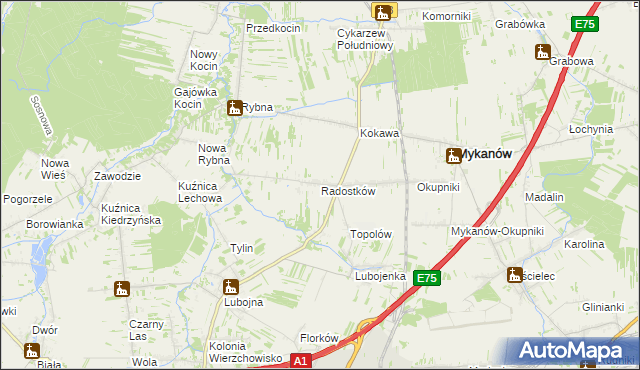 mapa Radostków, Radostków na mapie Targeo