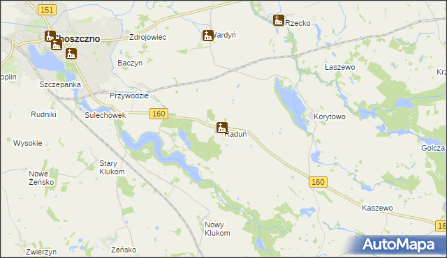 mapa Raduń gmina Choszczno, Raduń gmina Choszczno na mapie Targeo