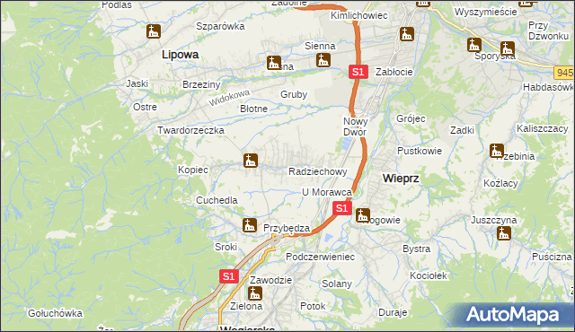 mapa Radziechowy, Radziechowy na mapie Targeo