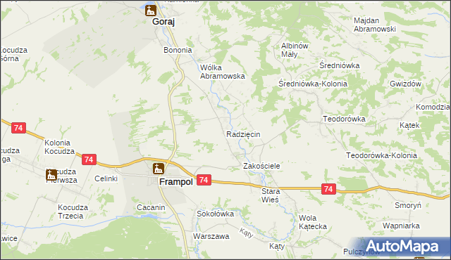 mapa Radzięcin, Radzięcin na mapie Targeo