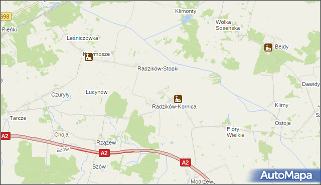 mapa Radzików-Oczki, Radzików-Oczki na mapie Targeo