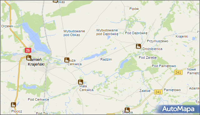 mapa Radzim gmina Kamień Krajeński, Radzim gmina Kamień Krajeński na mapie Targeo