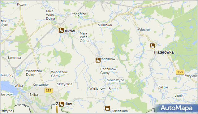 mapa Radzimów, Radzimów na mapie Targeo