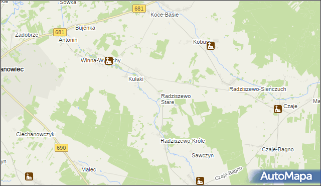 mapa Radziszewo Stare, Radziszewo Stare na mapie Targeo