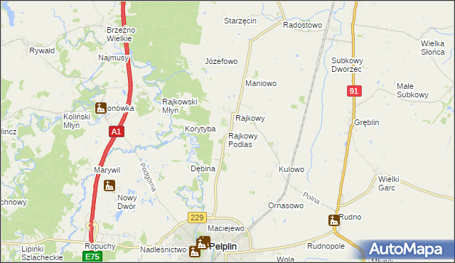 mapa Rajkowy Podlas, Rajkowy Podlas na mapie Targeo