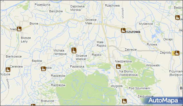 mapa Rajsko gmina Szczurowa, Rajsko gmina Szczurowa na mapie Targeo