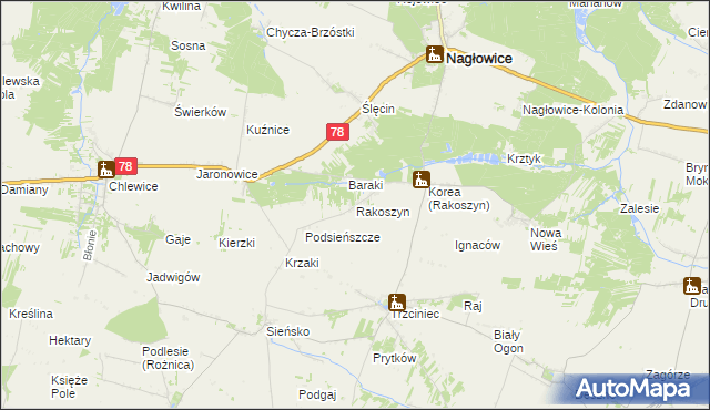 mapa Rakoszyn, Rakoszyn na mapie Targeo